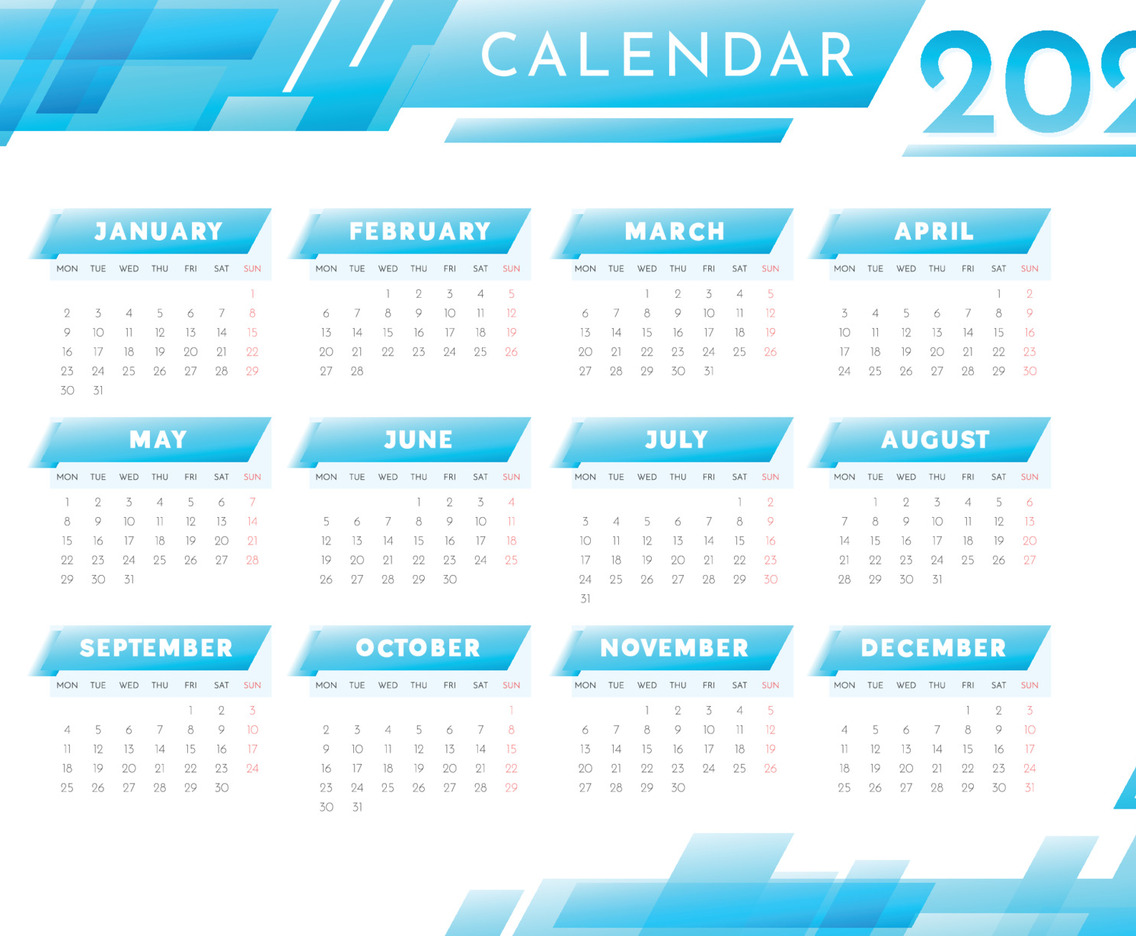 Blue Corporate Abstract Shape 2023 Calendar