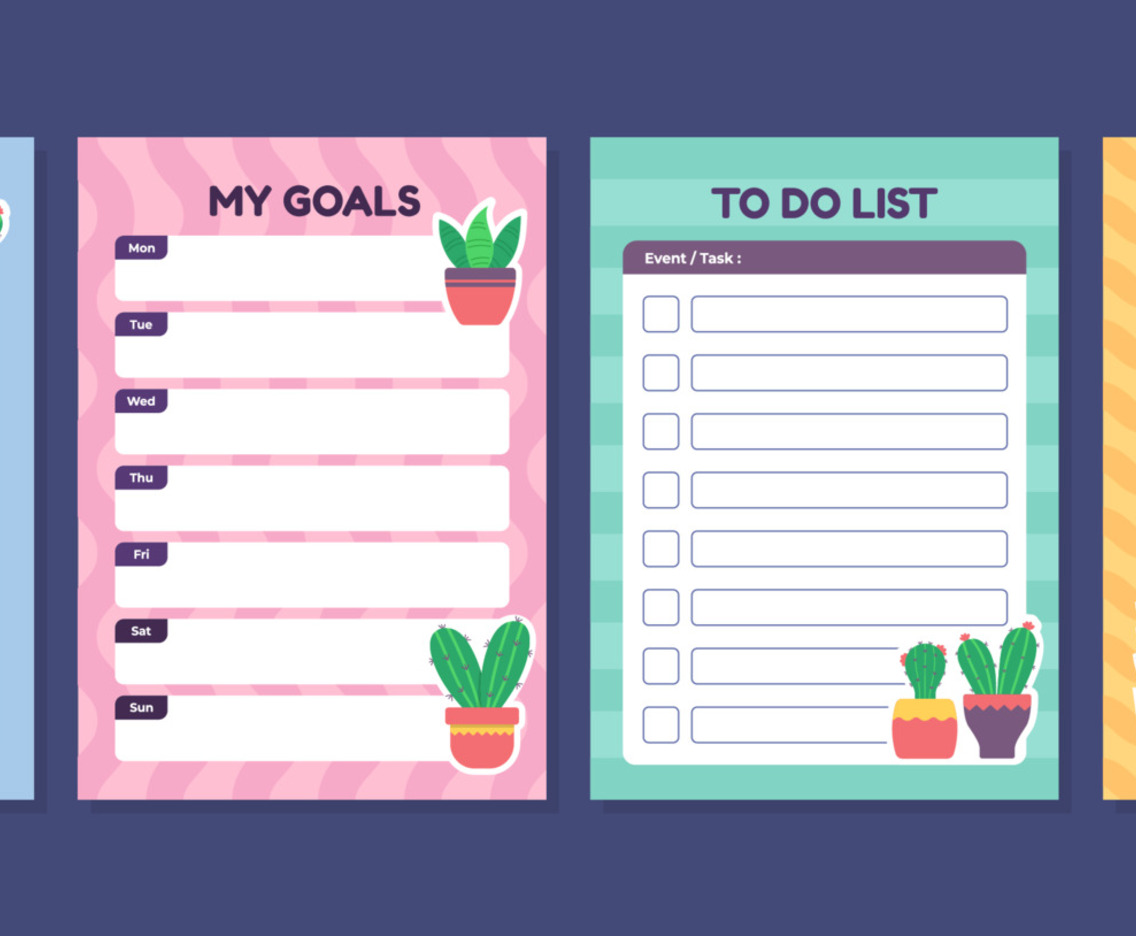 Journal Pages with Cactus and Succulents Element