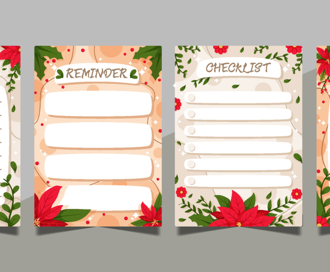 Journal Template Poinsettias Table Pages