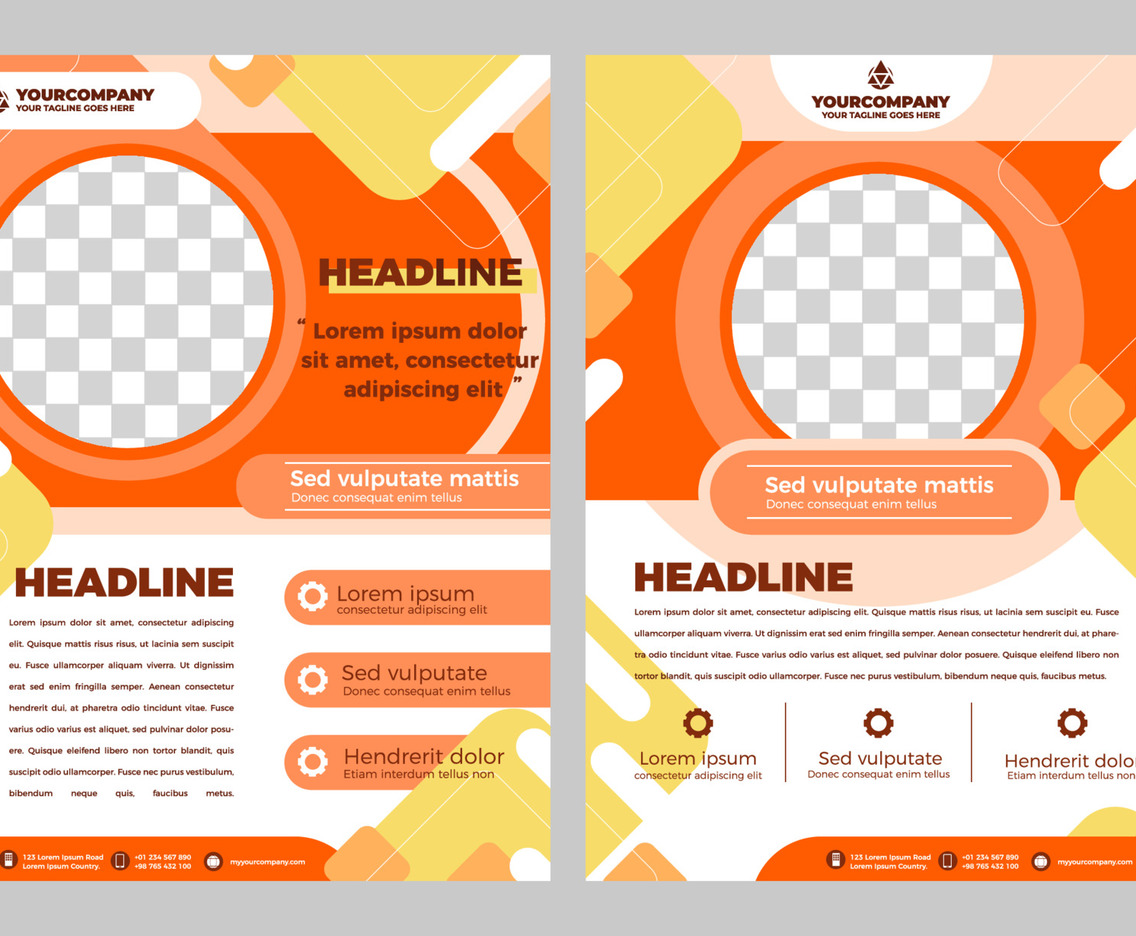 Orange Yellow Geometric Flat Business Flyer