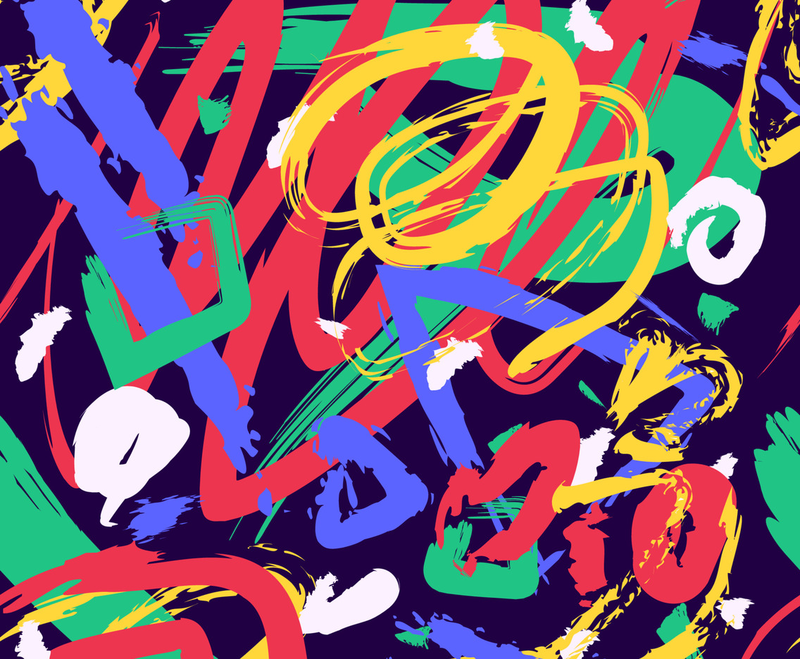 Flat Colored Abstract Hand Drawn Brush Strokes