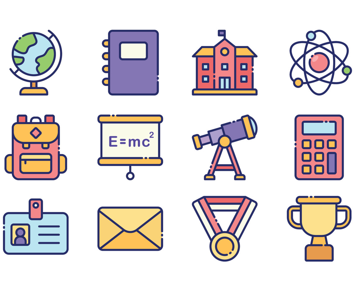 Education Apps Icon Flat Vector Collection