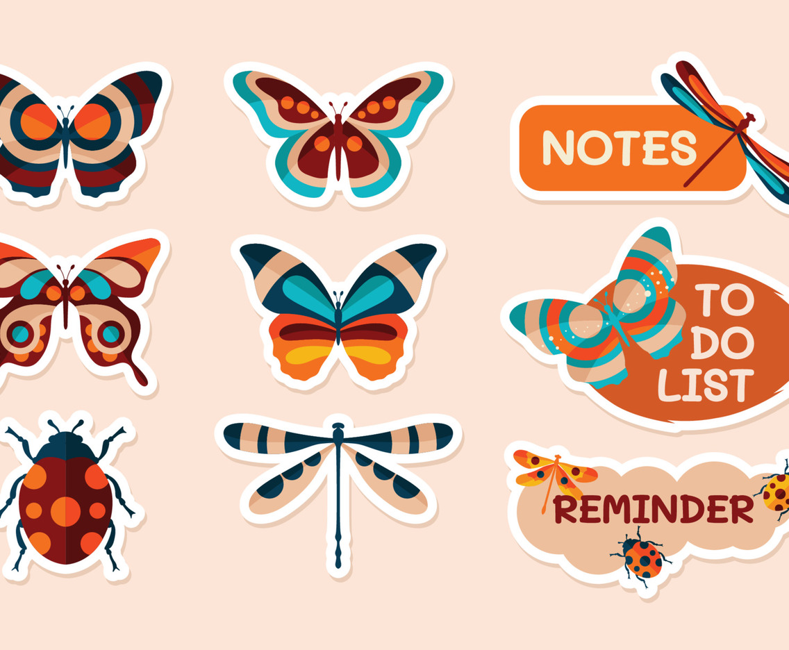 Journal Template Spring Insect Sticker Collection
