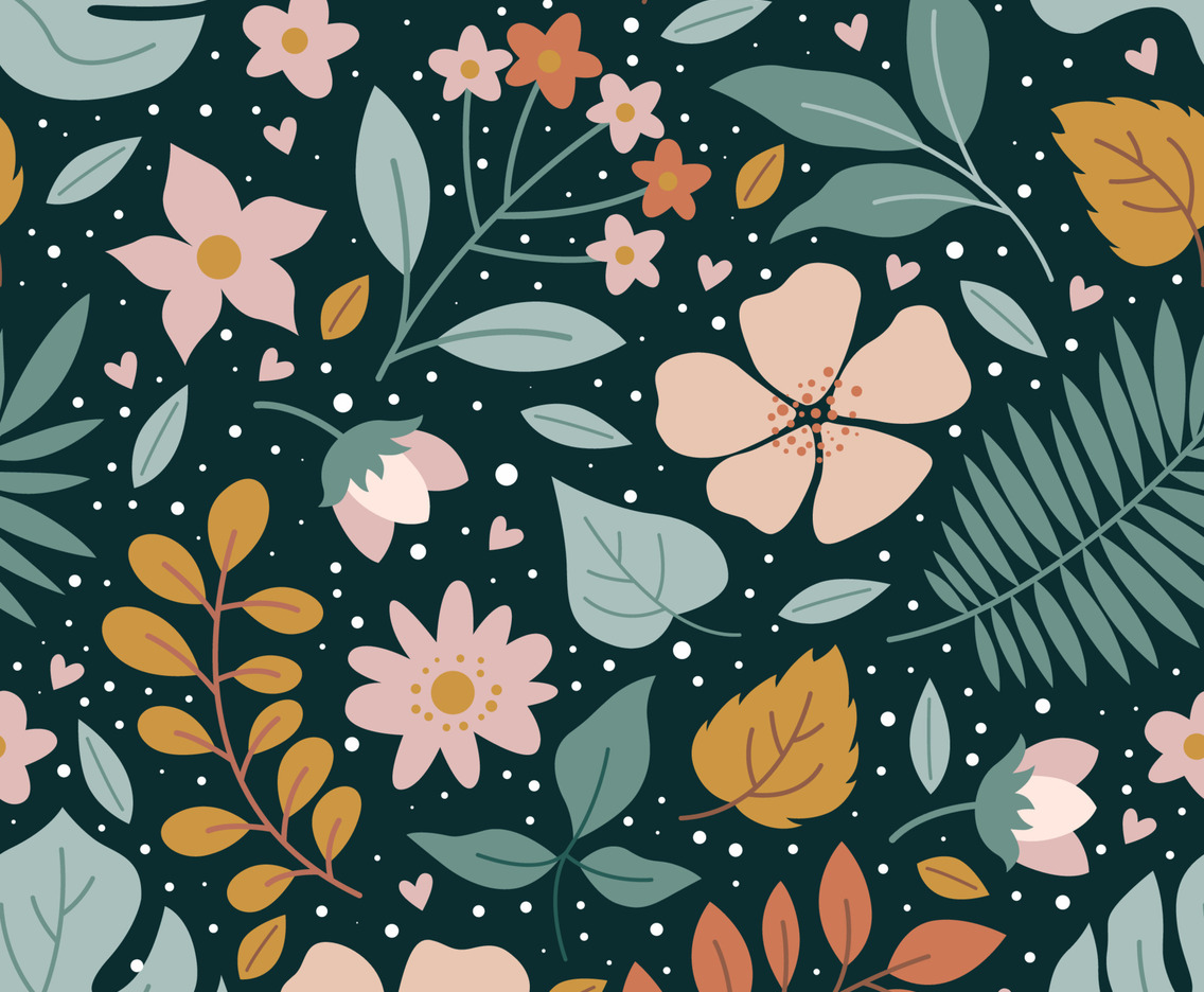 Flat Colorful Floral Seamless Pattern Background