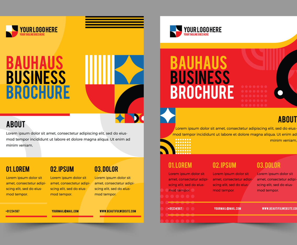 Business Brochure with Bauhaus Retro Theme Template