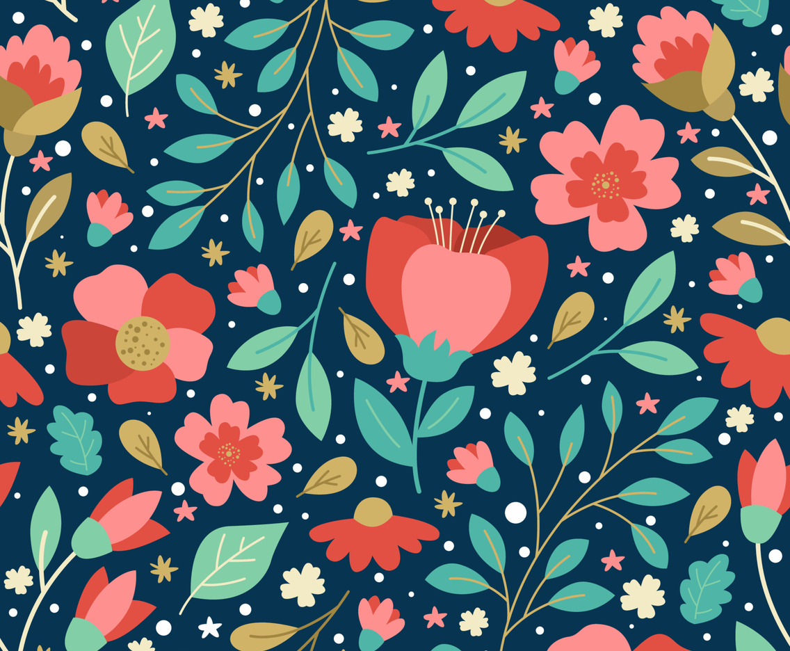 Blooming Flower And Floral Seamless Pattern Background
