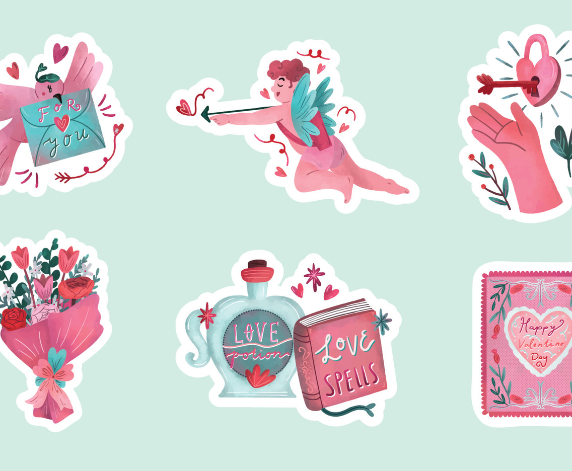 Cute Valentine Journal Stickers Set