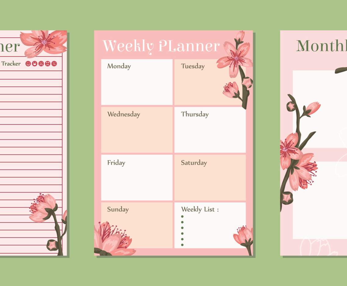 Peach Blossom Journal Planner Templates