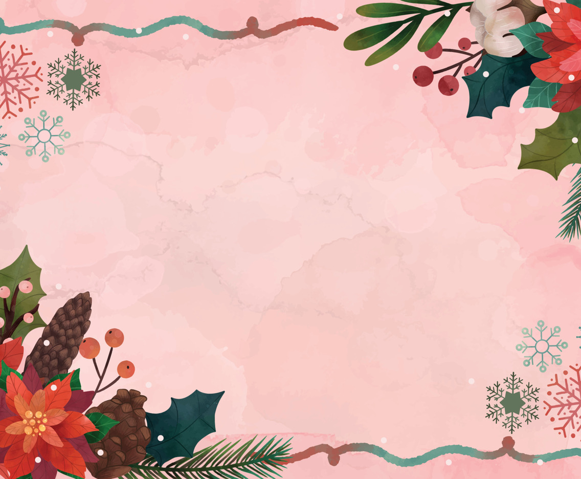 Hand Drawn Poinsettias Background with Leaves