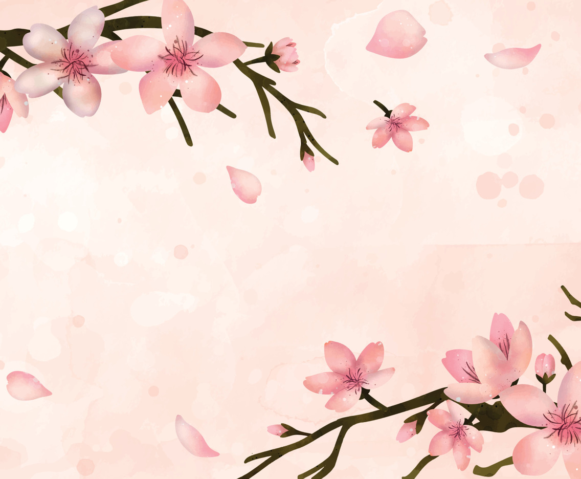 Peach Blossom Watercolor Splash Background