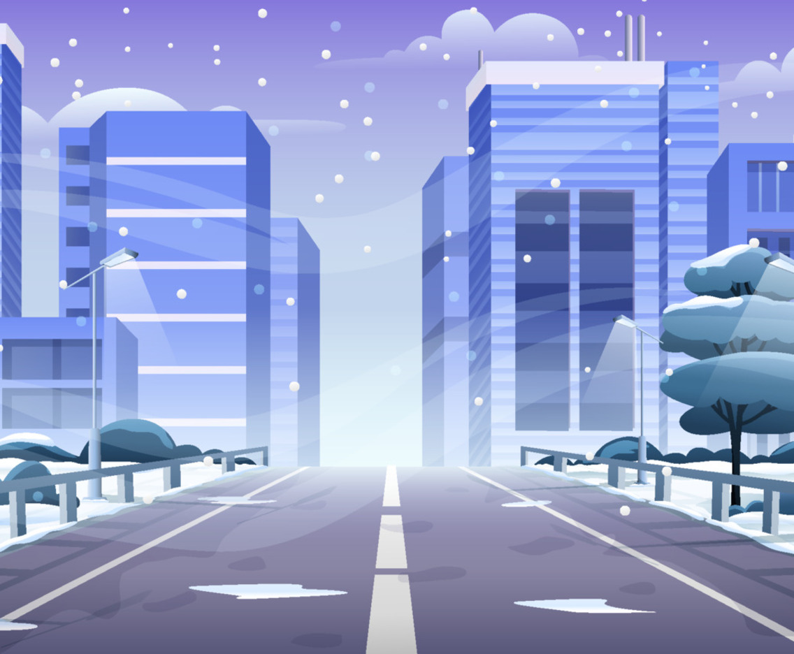 Scenery Snowy Winter City Landscape Background