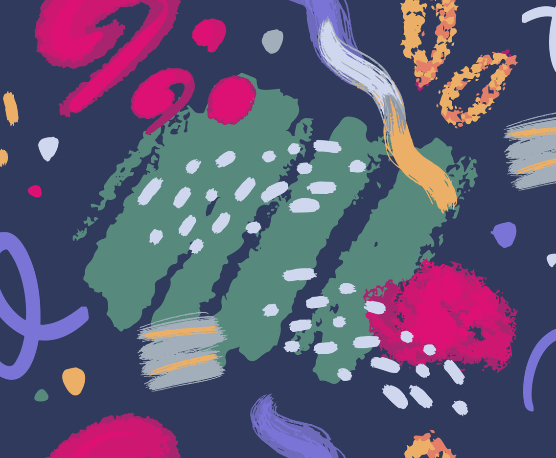Handrawn Abstract Seamless Brush Pattern in Muted Festive Colors