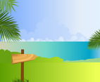 Tropical Beach Landscape Vector