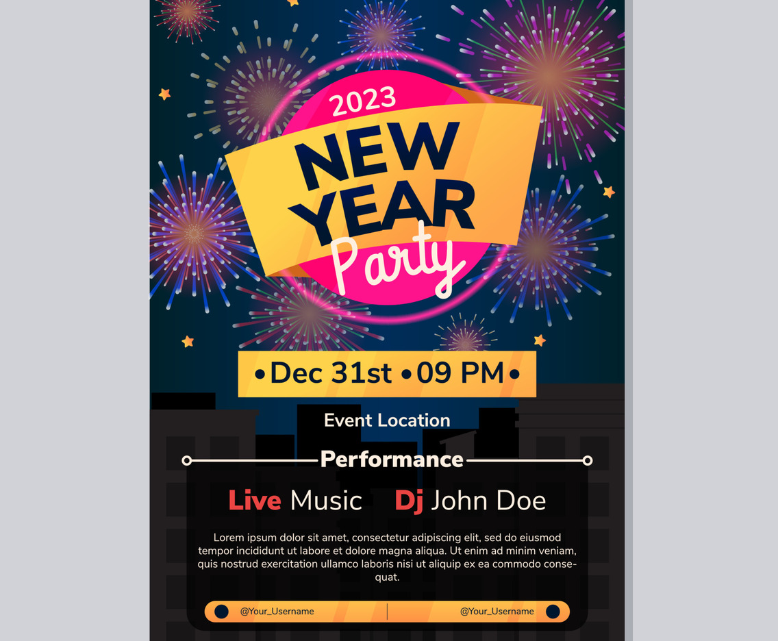 New Year Poster With Fireworks Theme