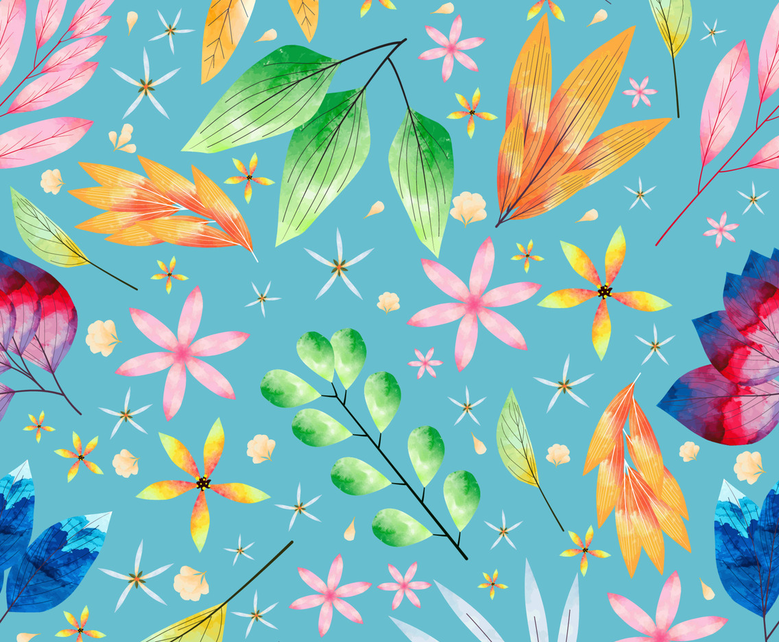 Floral Water Color Seamless Pattern Background