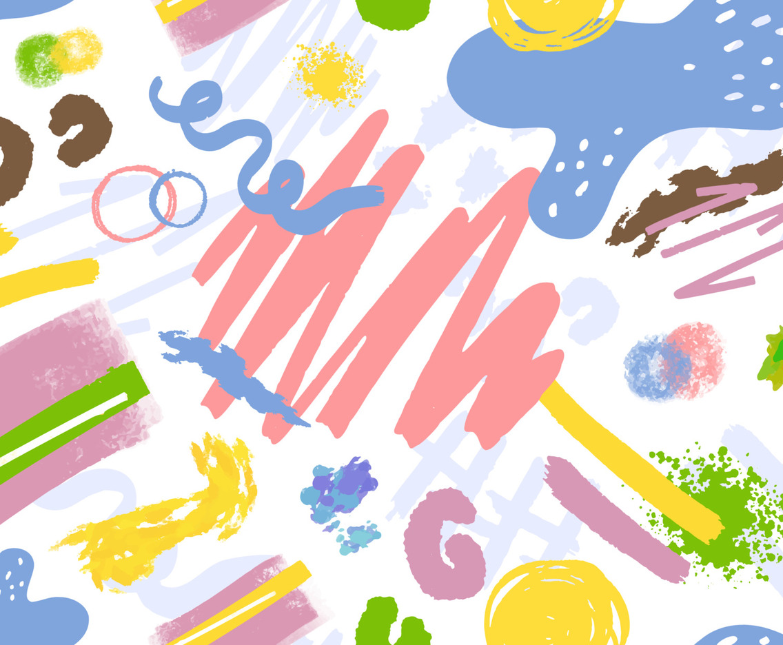 Festive Handdrawn Abstract Brush Seamless Pattern