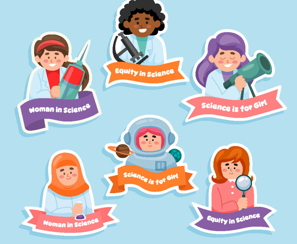 Girls and Women in Science Stickers Set