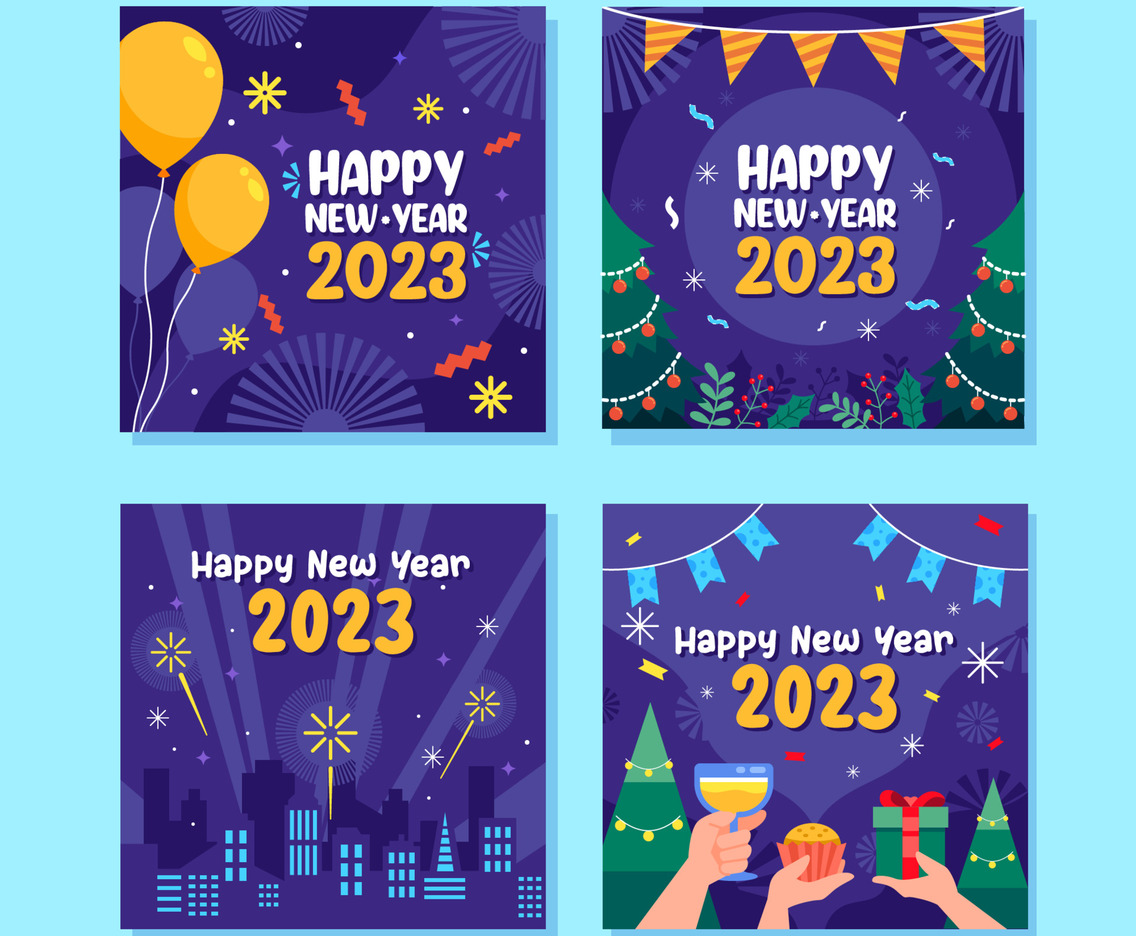 New Year Festivity Social Media Set