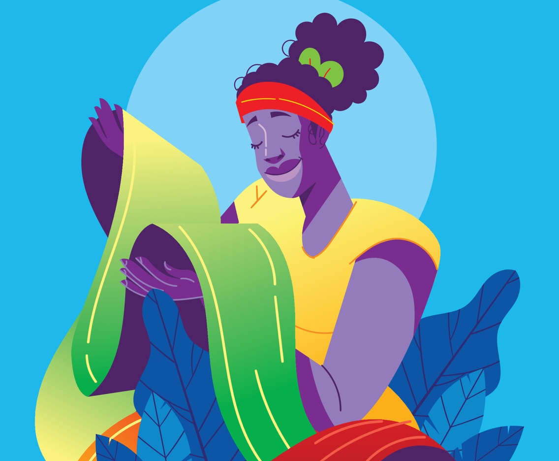 African Woman with Red, Yellow, Green Flag