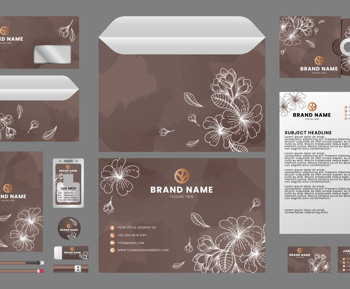 Brown Floral Business Kit
