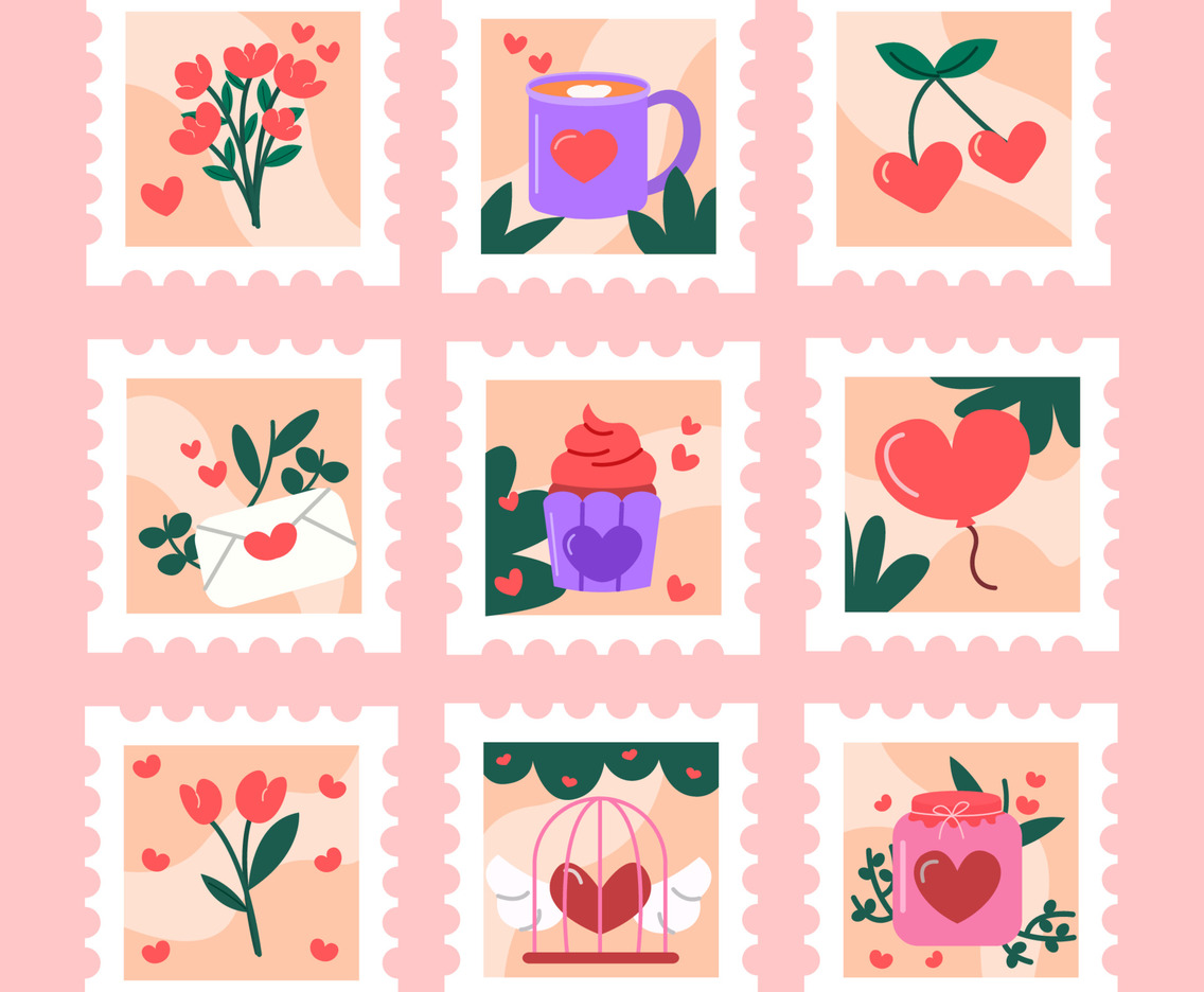 Warm Chocolate on Valentine Day Stamps