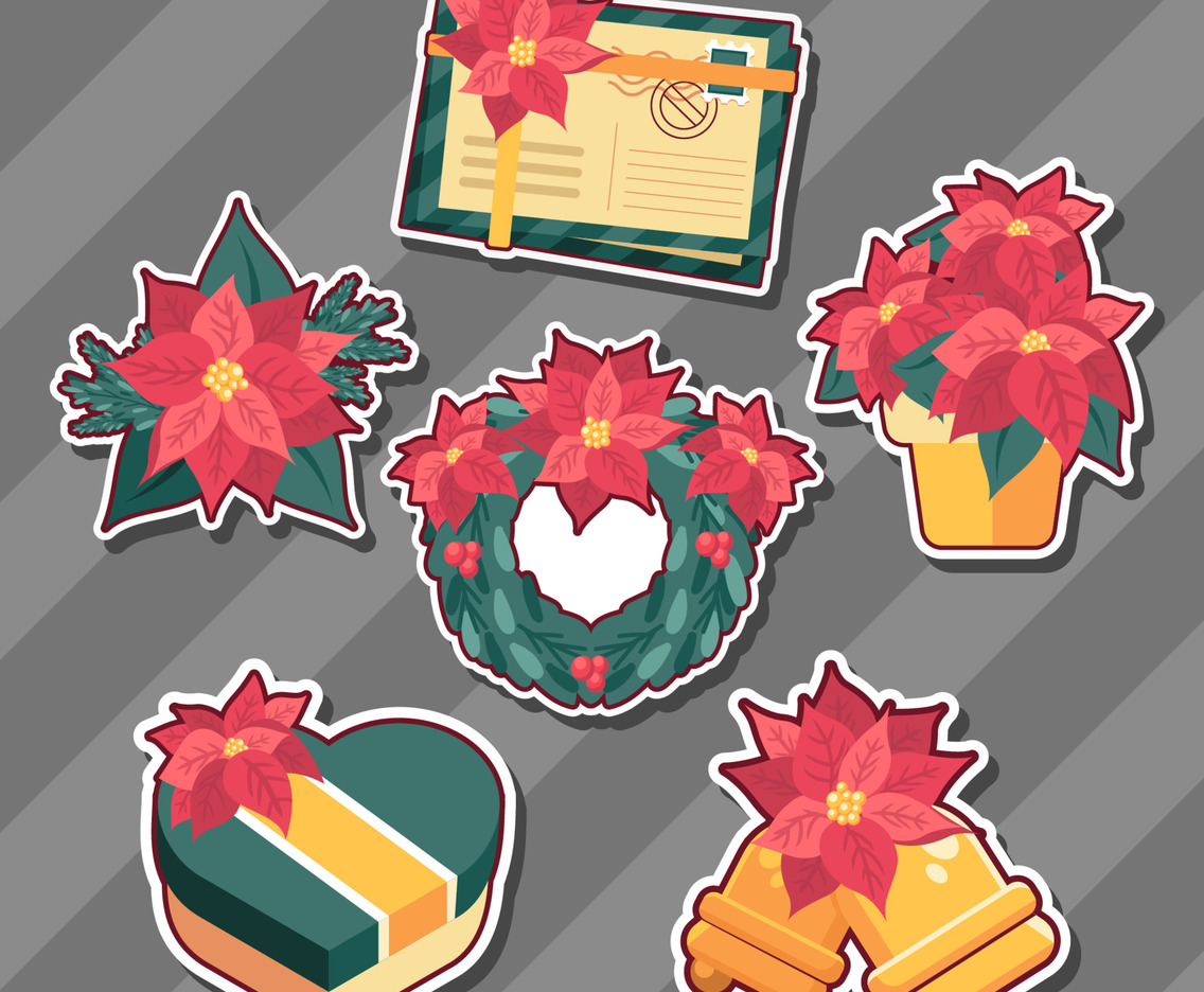 Stuff with Poinsettias Flower Sticker