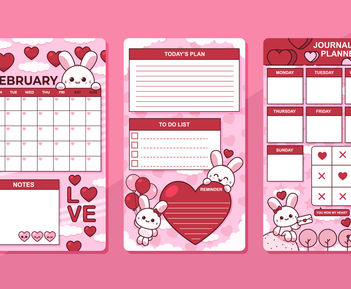 Pink Valentine Themed Journal Template