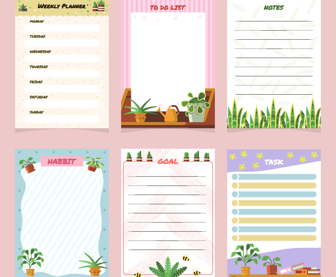 Colorful Succulents Journal Template Concept
