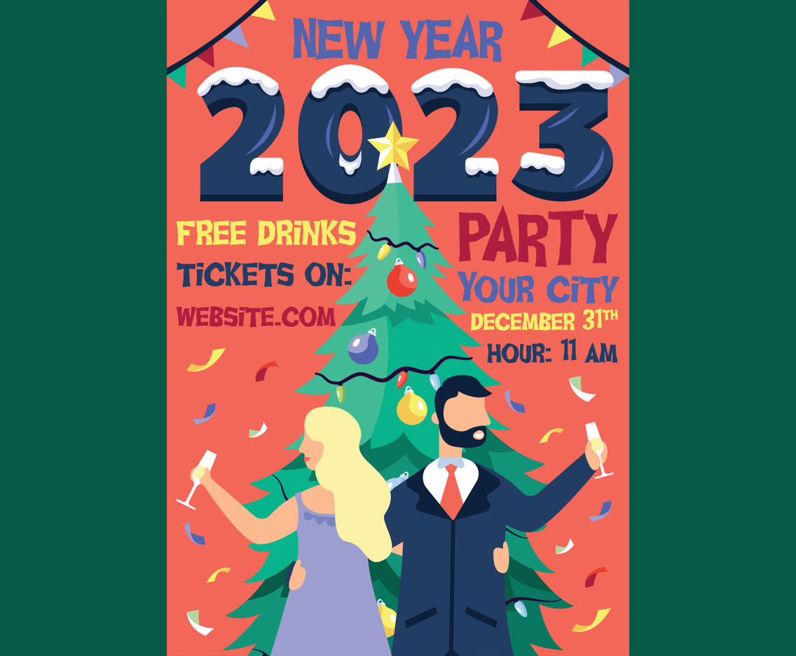 New Year 2023 Party Poster Template