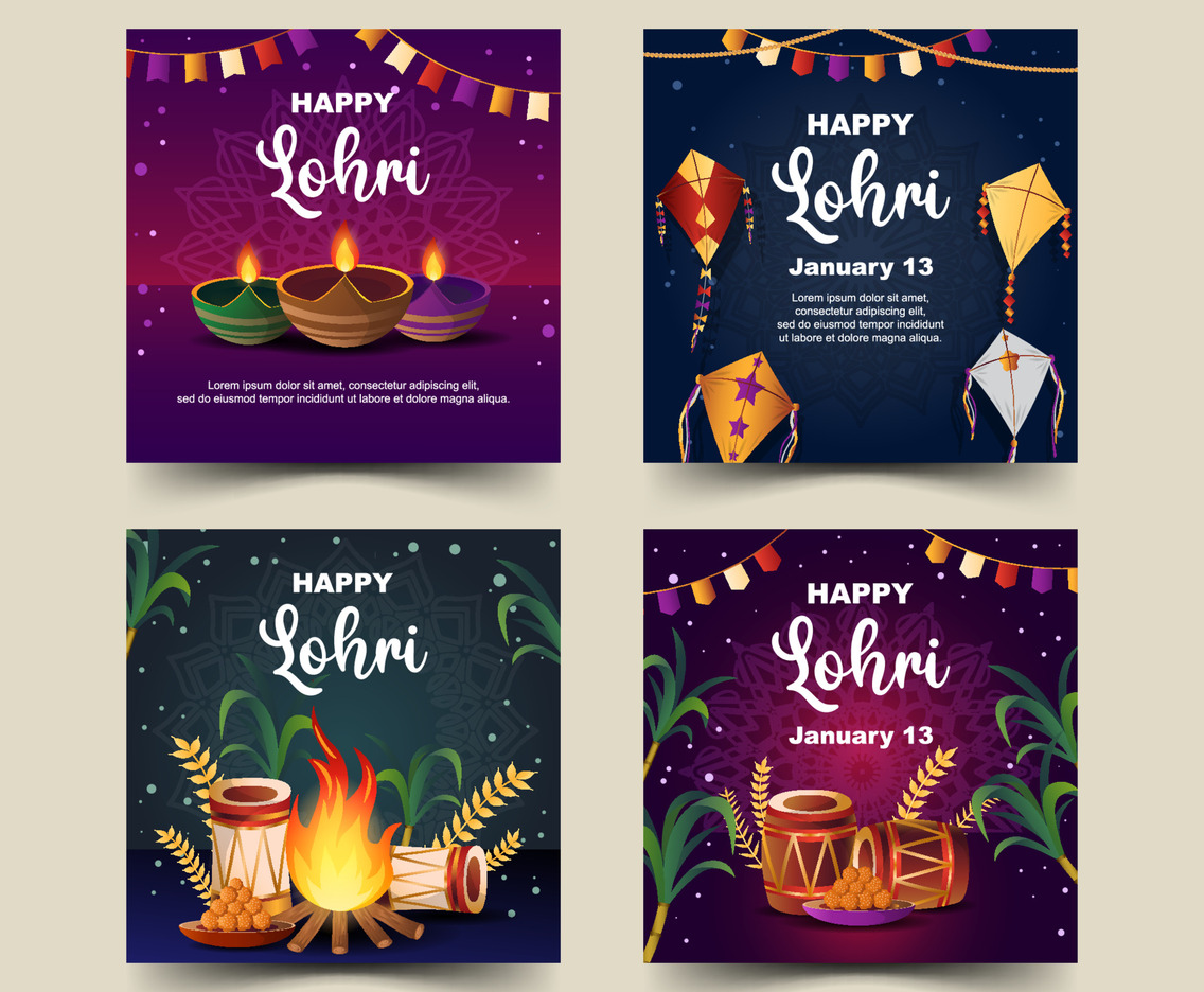 Happy Lohri Social Media Template Collection