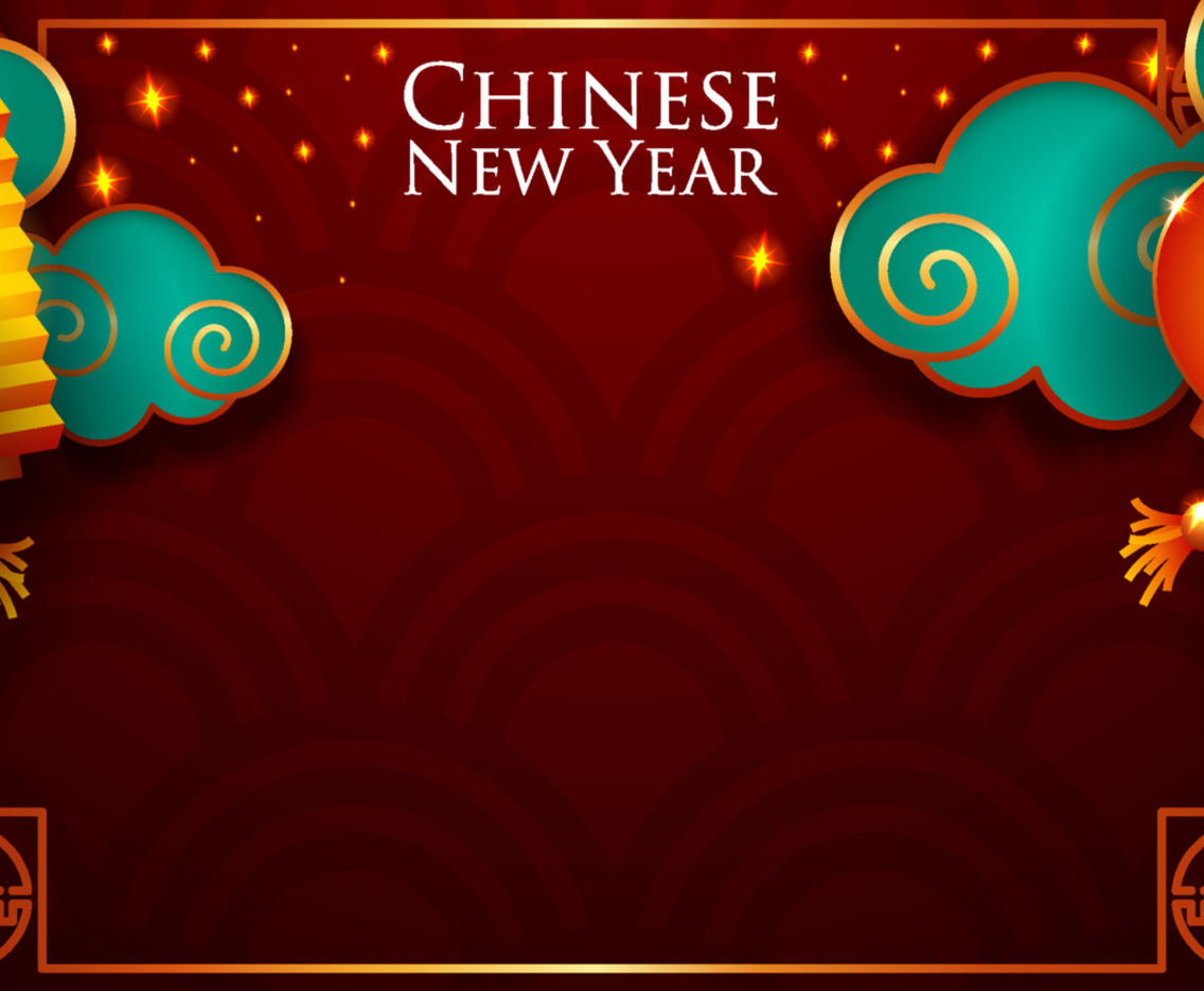 Chinese New Year Background with Red Lanterns