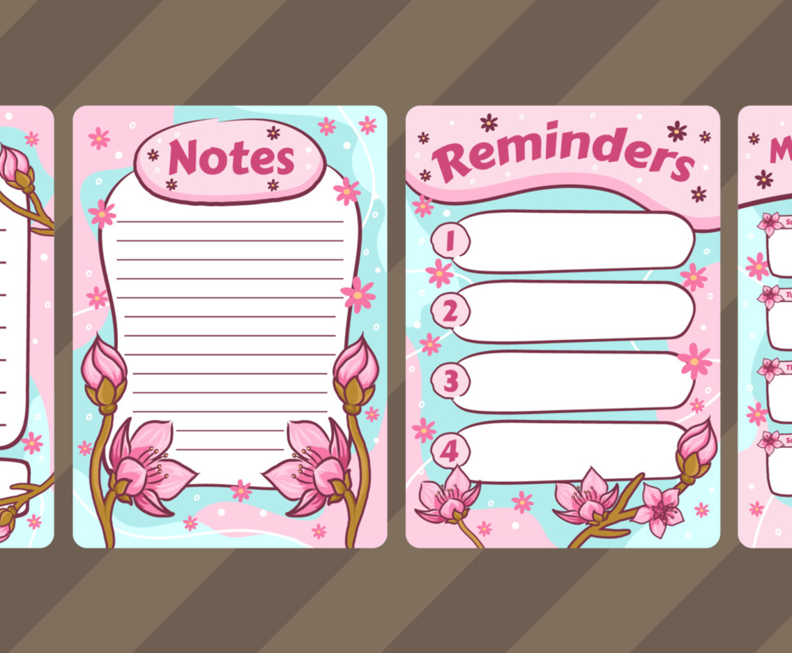 Template Jorunal Pages with Peach Blossom Theme
