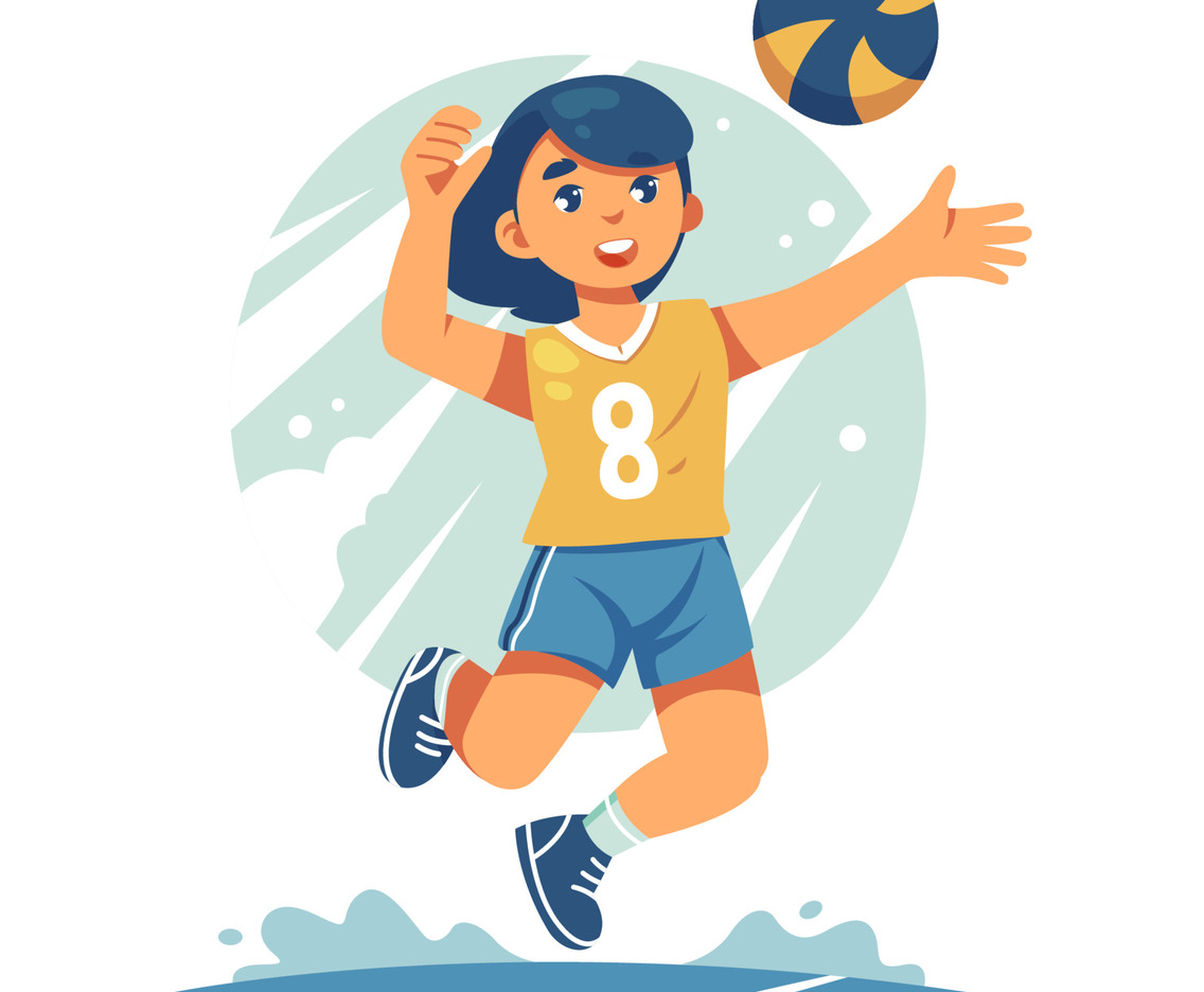 Female Character Playing Voleyball