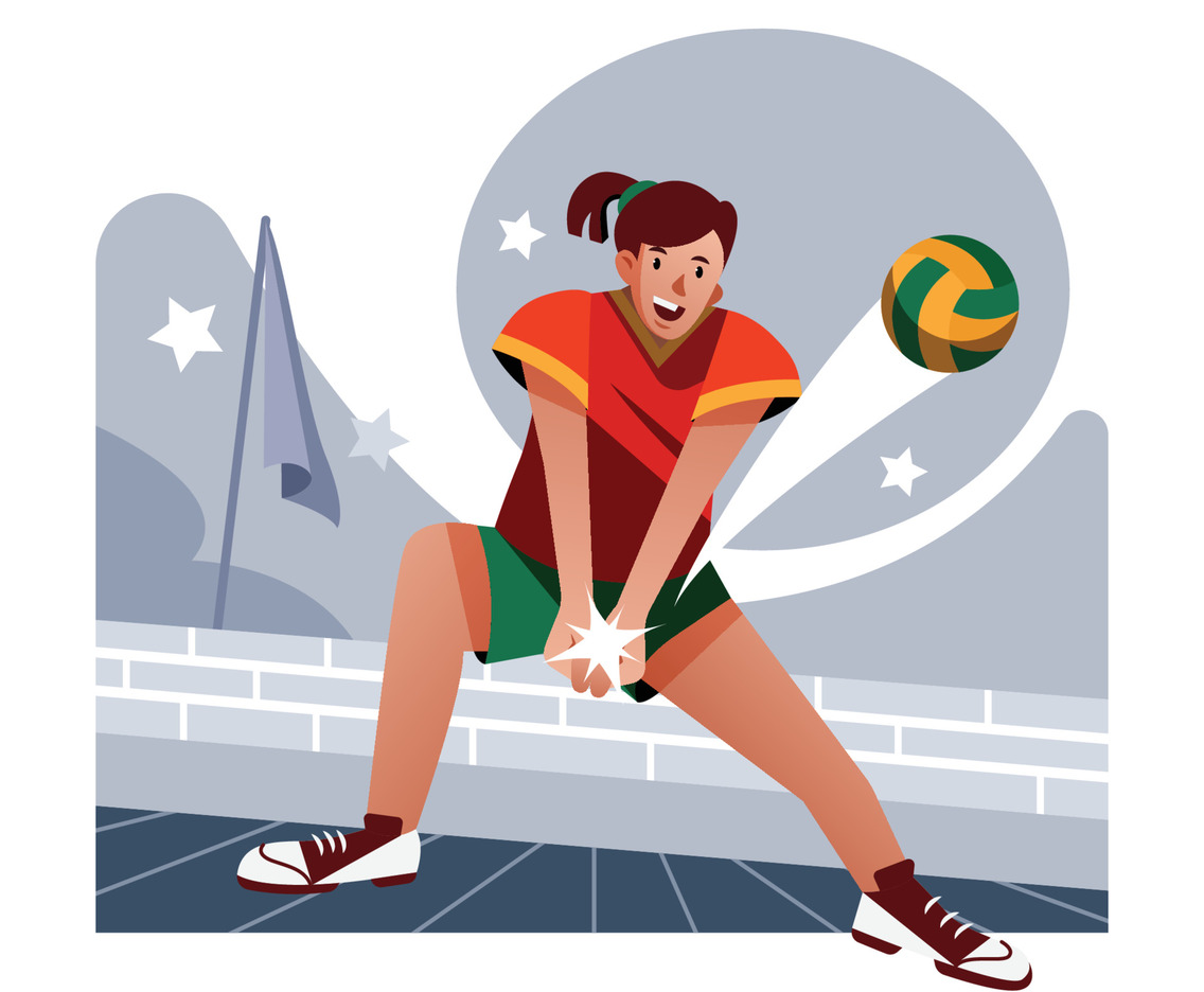 A Volleyball Player Hit the Ball