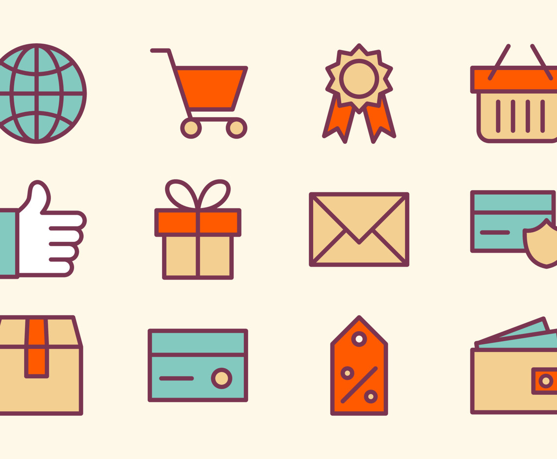 E commerce Shopping Colorful Flat Icons Collection