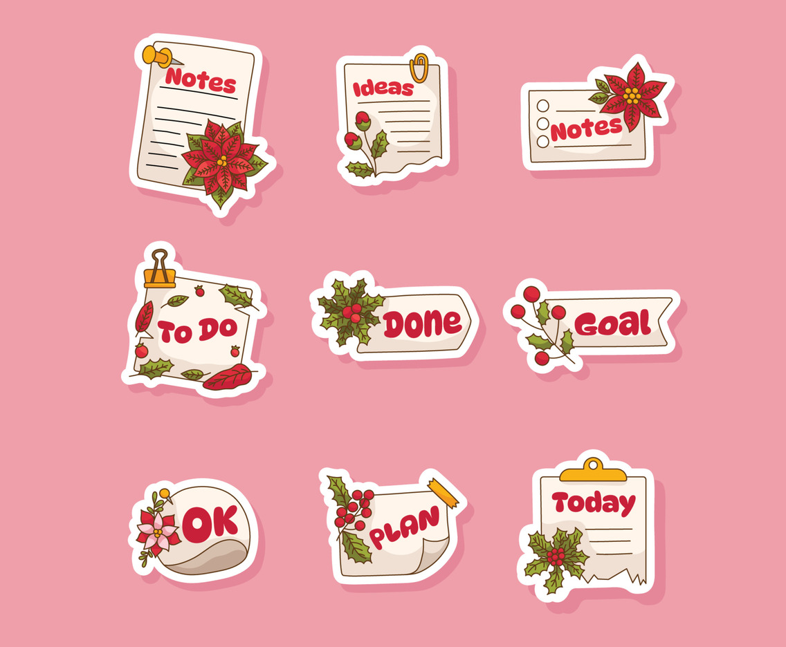 Poinssetias Flower Journal Sticker Collection