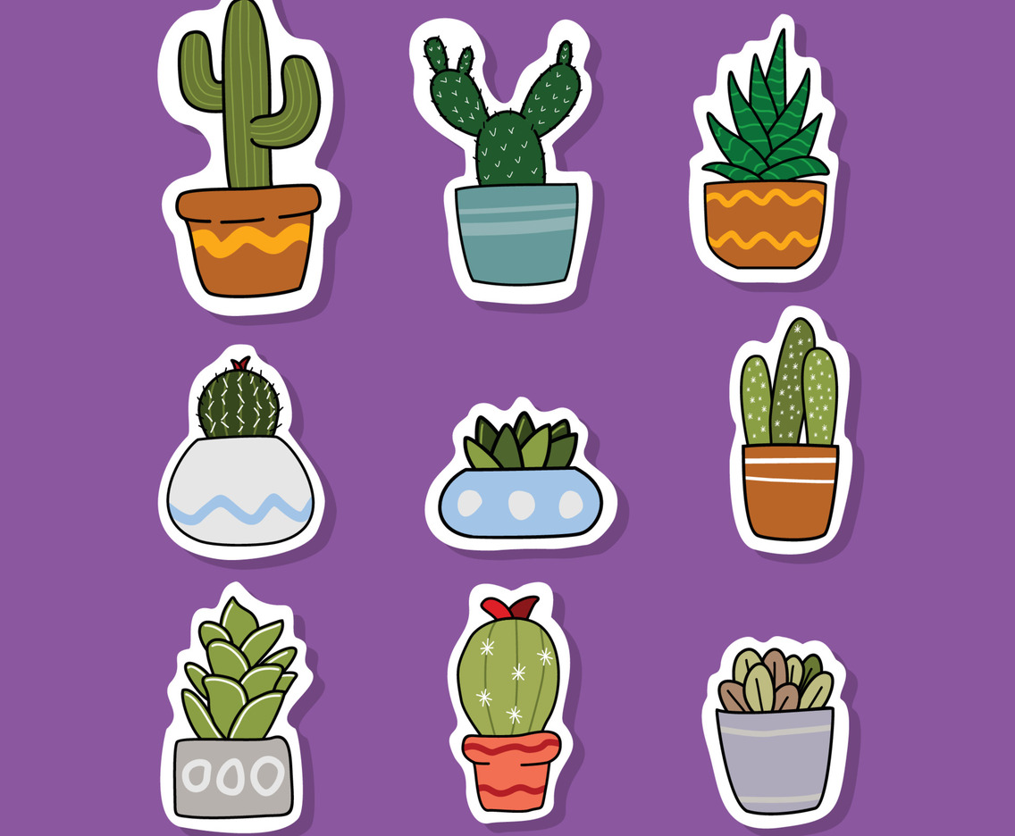Cactus and Succulent Handdrawn Stickers