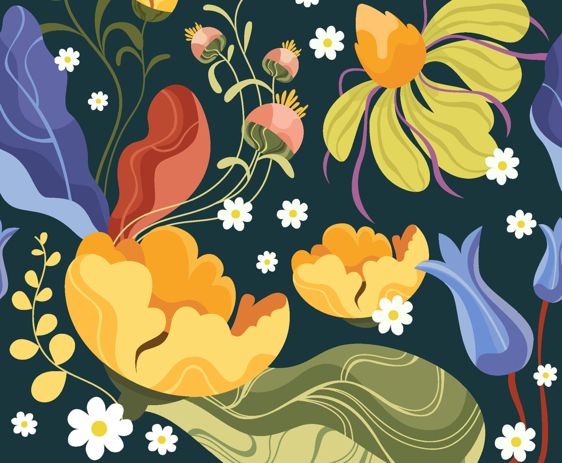 Seamless Pattern of Floral Background