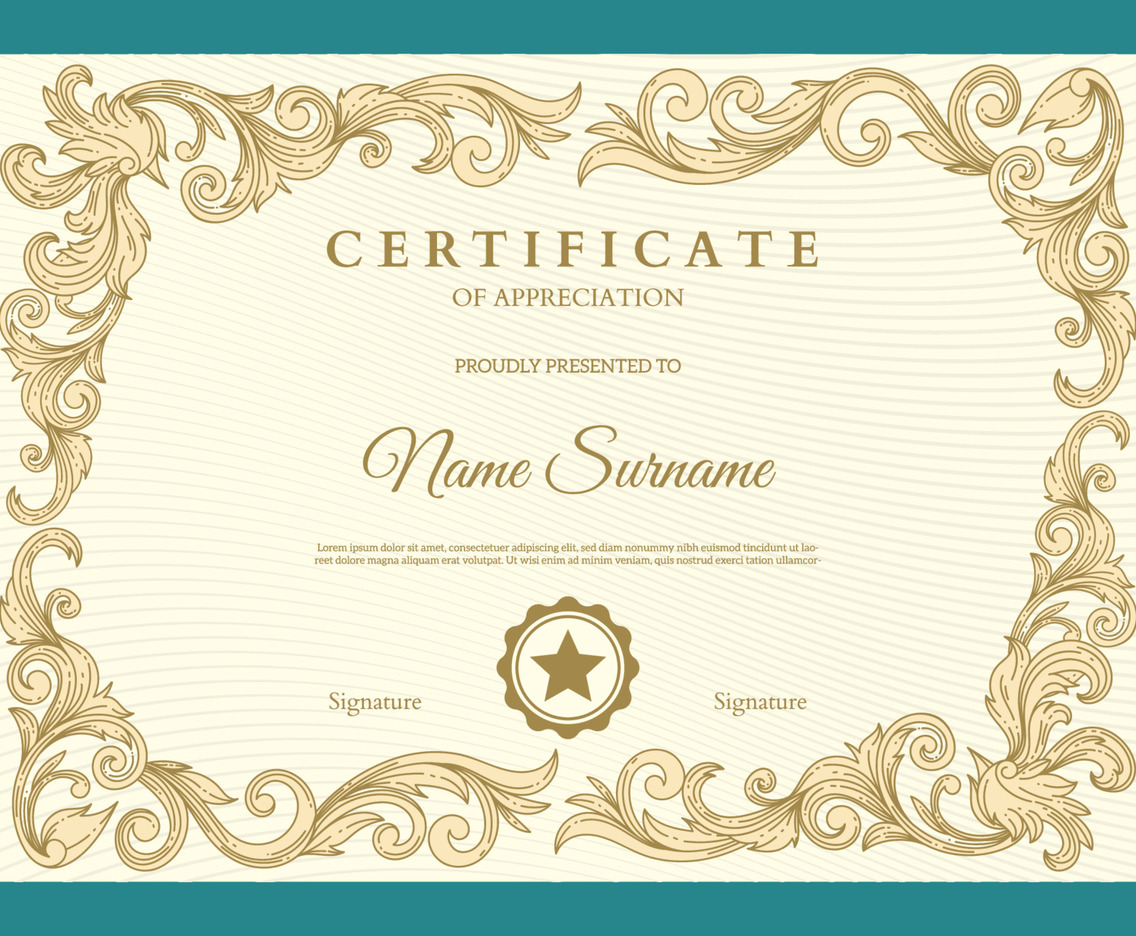 Hand Drawn Victorian Classic Certificate Design Template