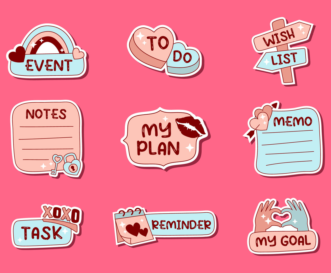 Journal Valentine Sticker Set