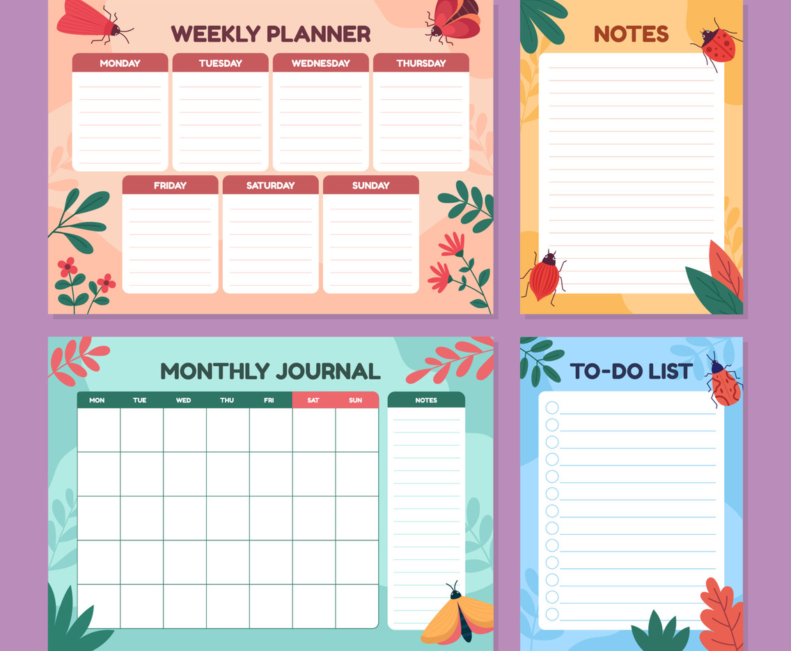 Journal Planner Template with Spring Season Element