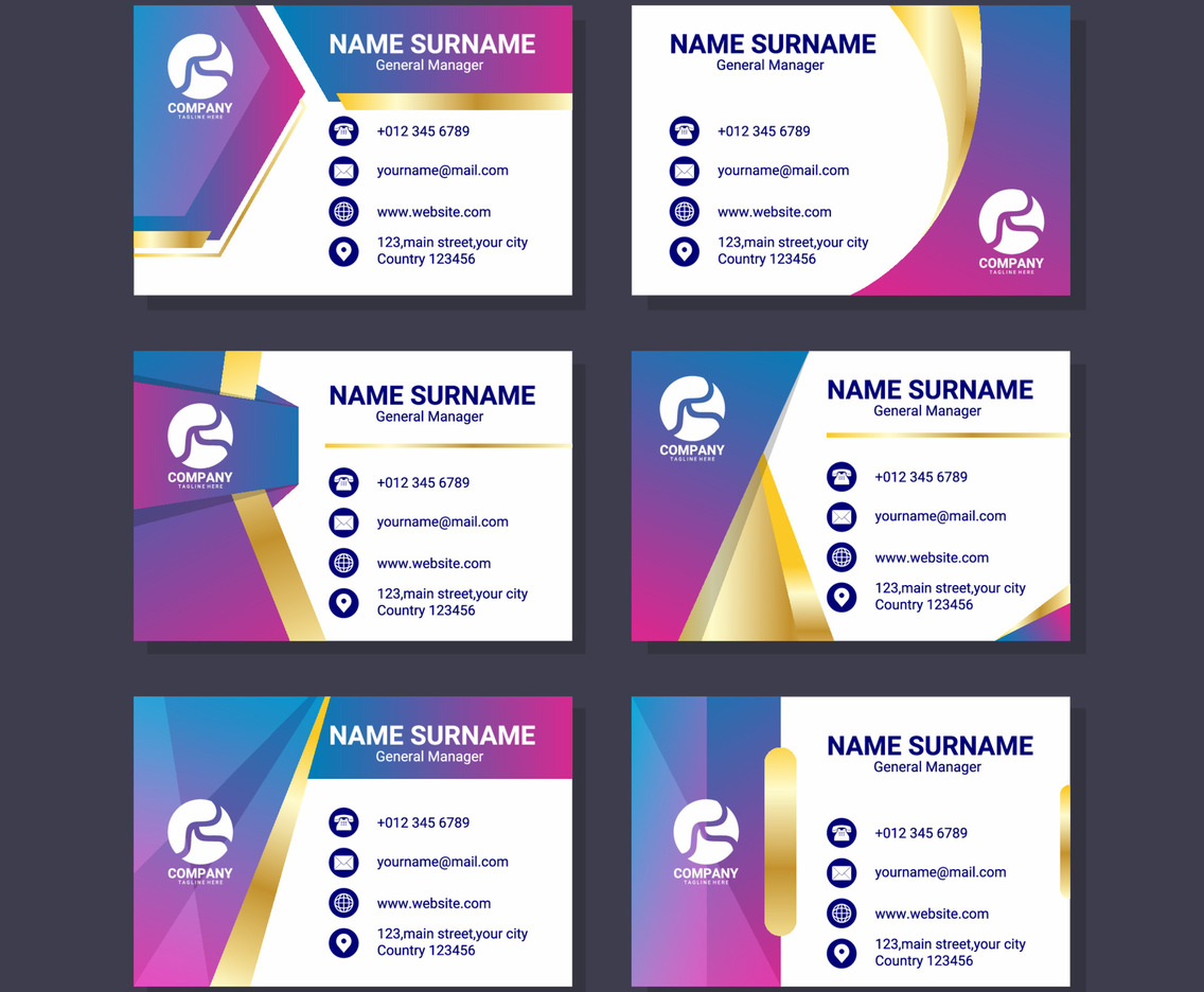 Gradient Color  Business Card Template Collection