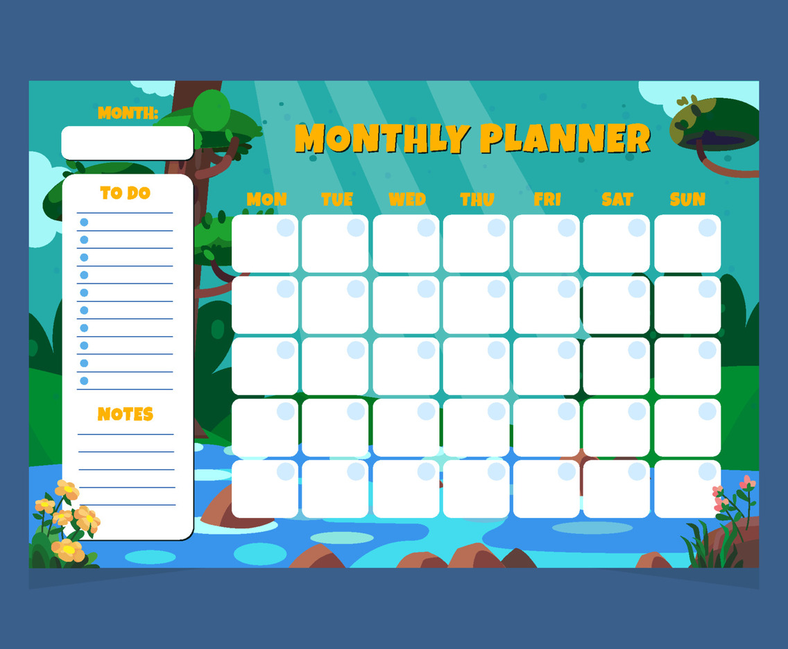 Forest Lake Nature Monthly Planner Template