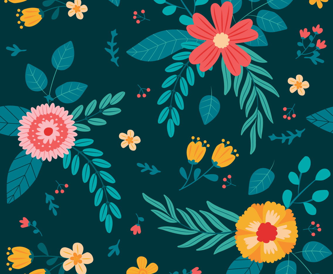Flat Floral Seamless Pattern Background