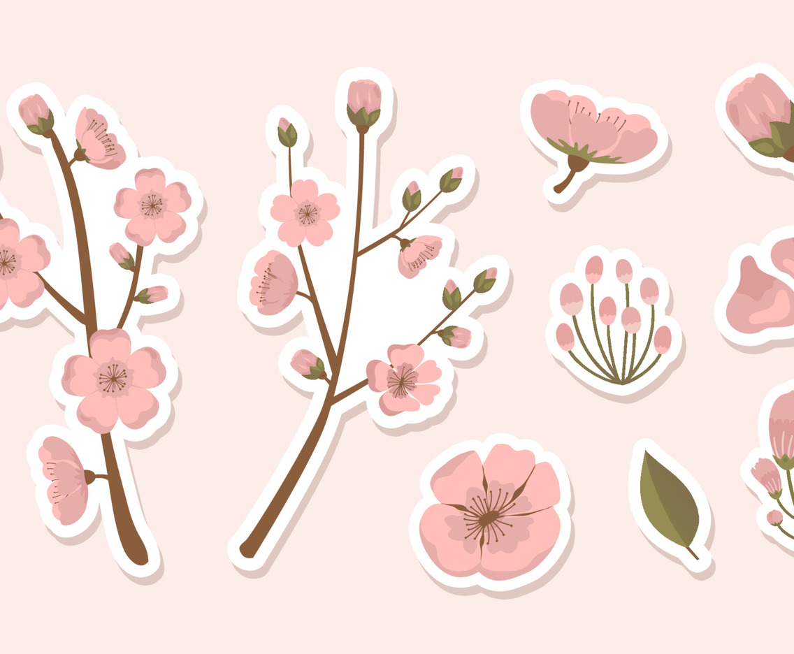 Beautiful Peach Blossom Sticker Set