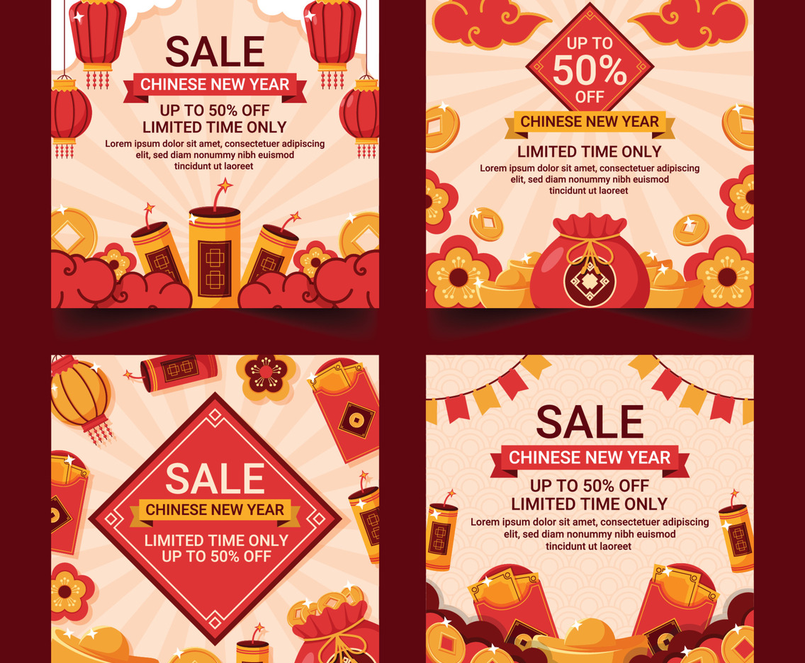 Chinese New Year Sale Social Media Set