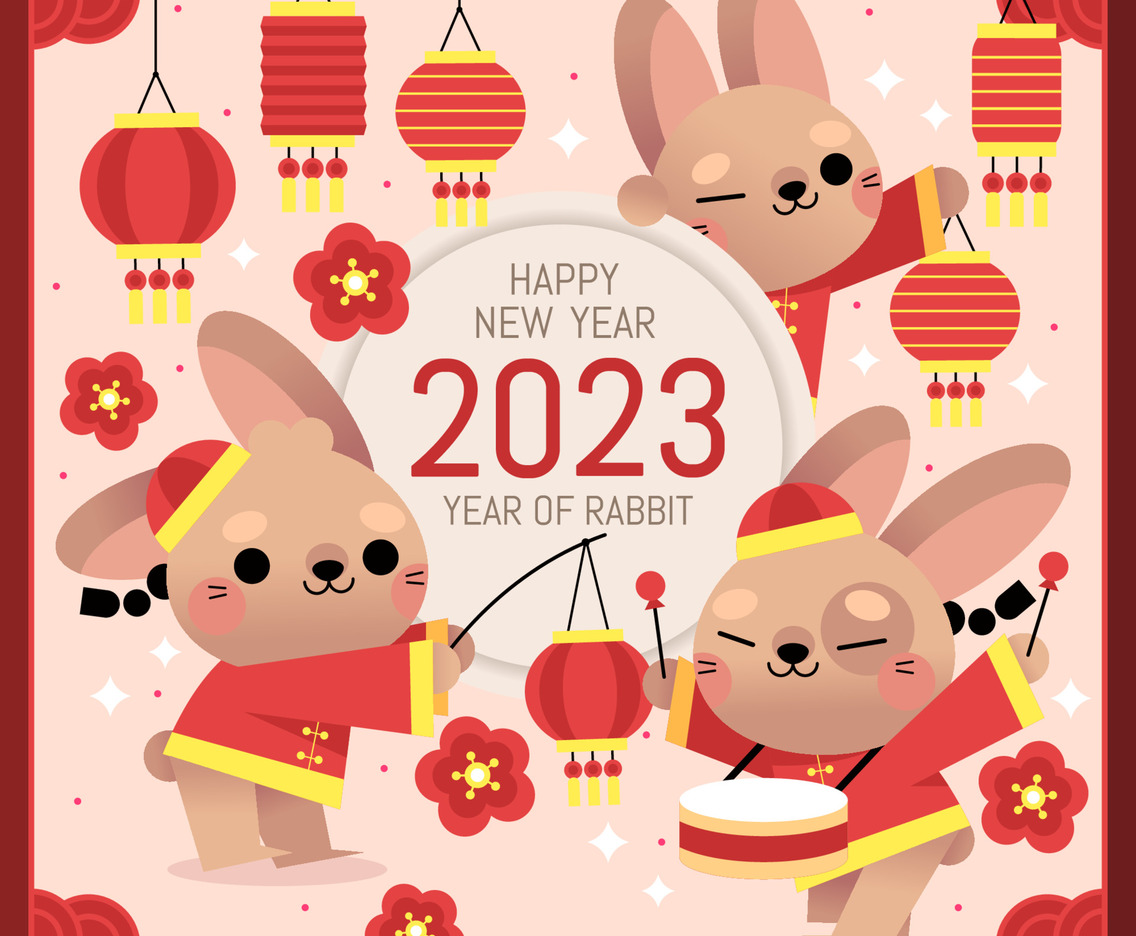Cute Bunny Preparing Chinese New Year's Decoration