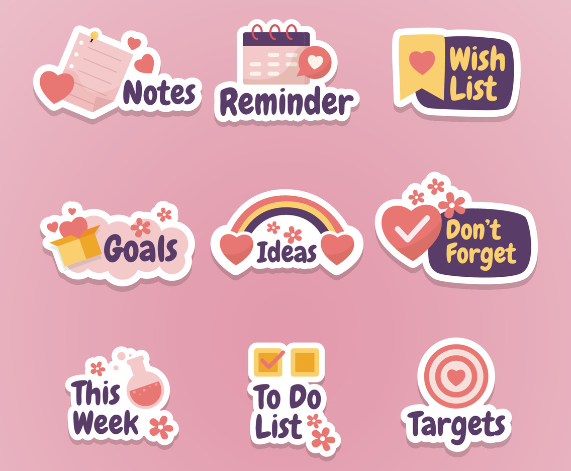 Valentine Themed Journal Stickers Set