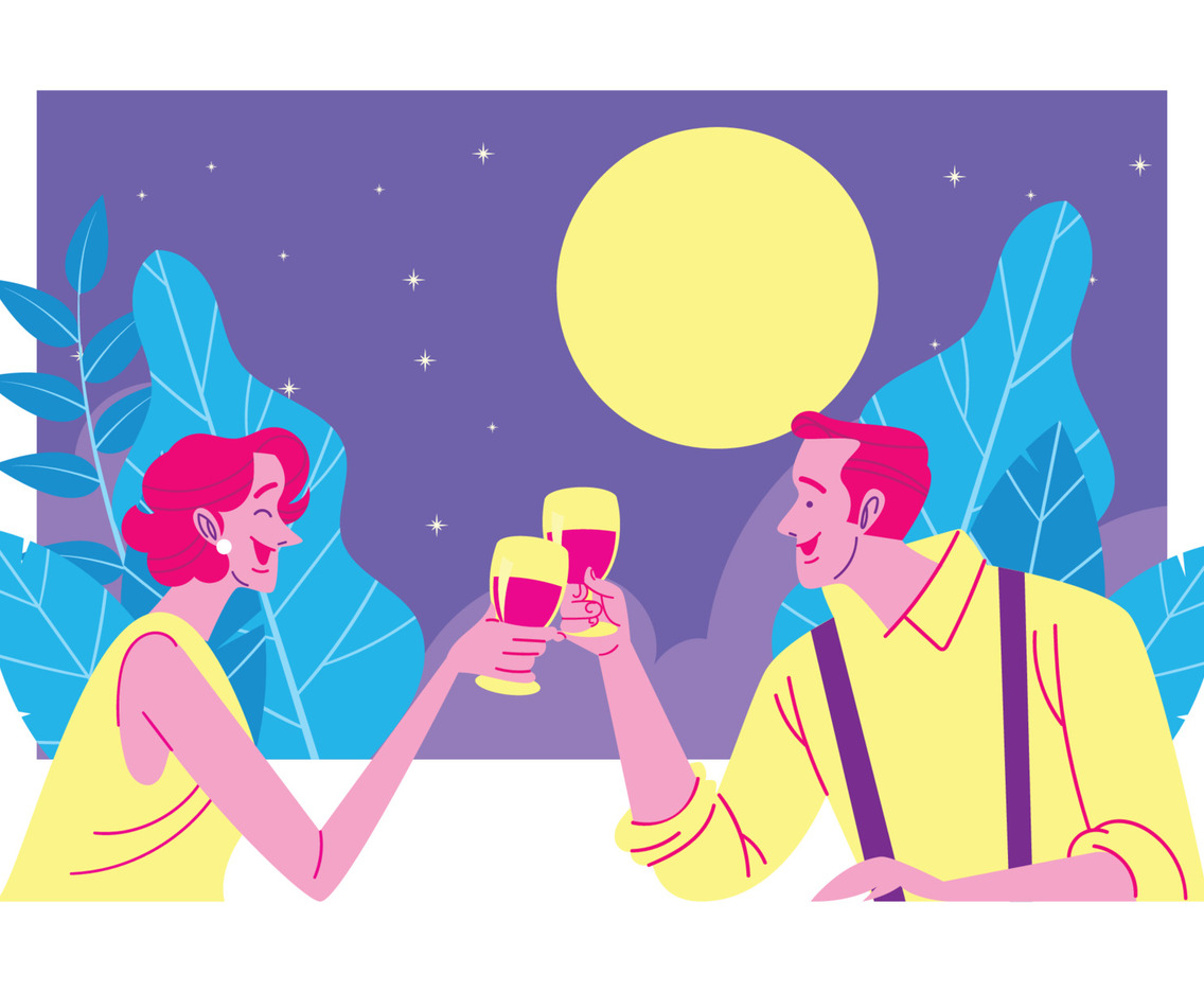 Romantic Couple Have a Romantic Wine Toast