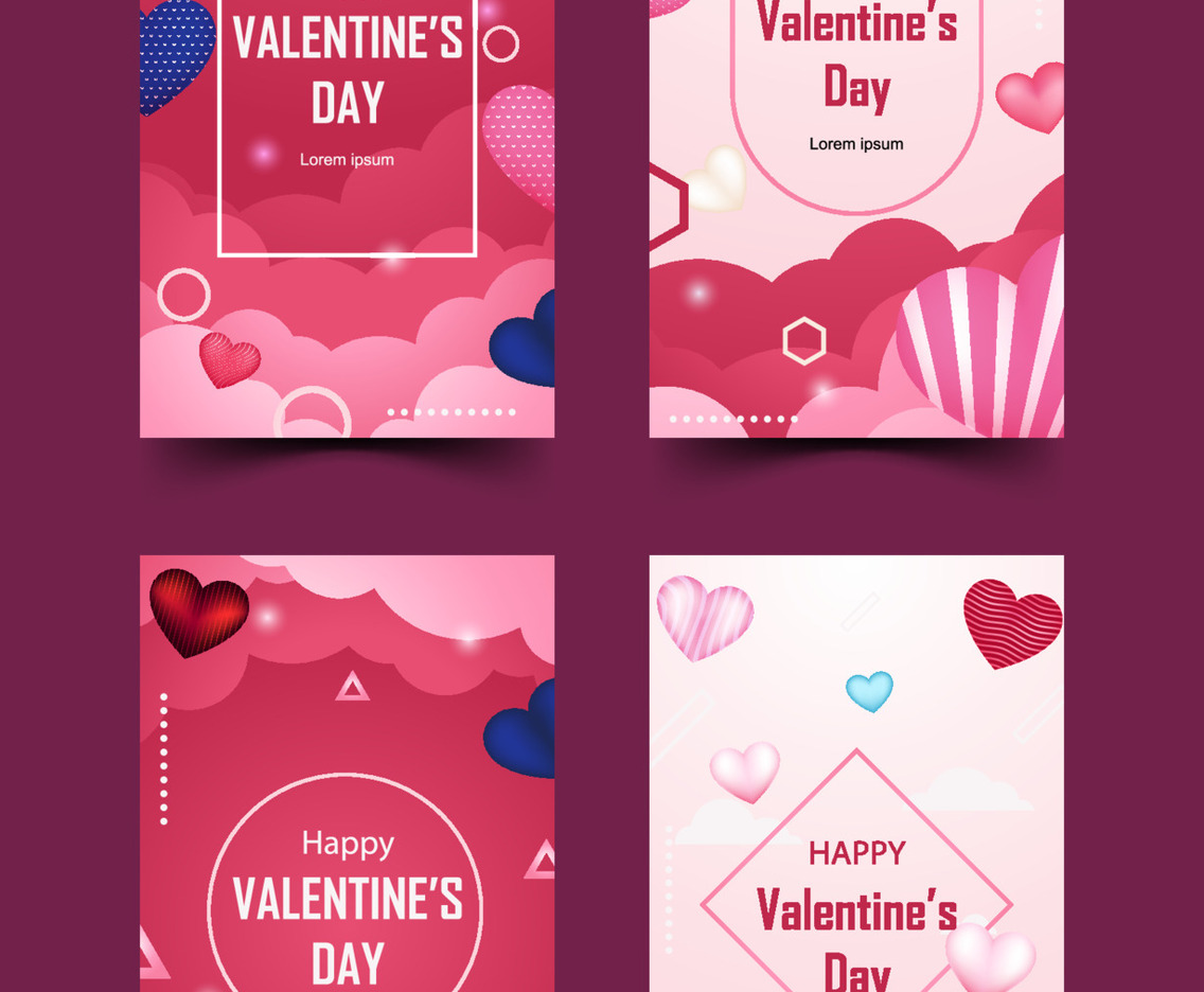 Happy Valentine's Day Social Media Templates Collection